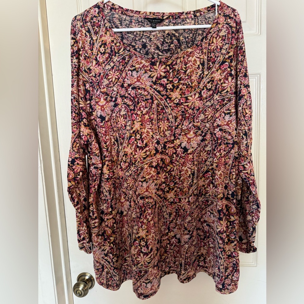 Women’s Lucky Brand size 3x long sleeve tunic length blouse